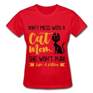 Cat Mom T-Shirt - red