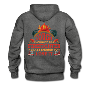 Firefighter Tough Enough Hoodie - charcoal gray
